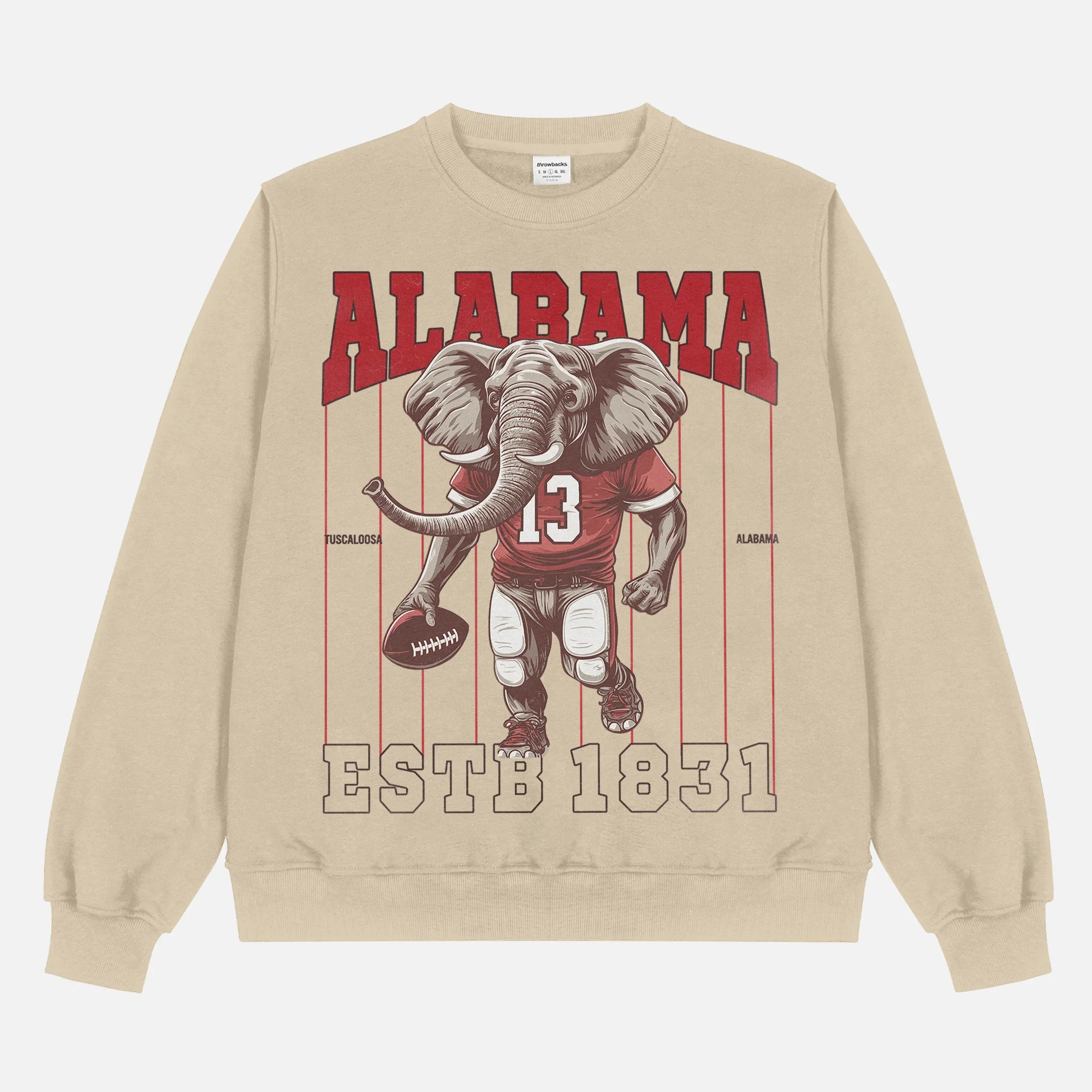 Retro Alabama Mascot football sweatshirt, beige roll tide retro bama football crewneck