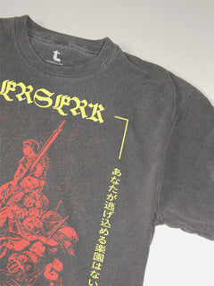 berserk washed black comfort colors anime graphic tee shirt, cute grunge 90s manga tv show streetwear merch t-shirt for sale online at Throwbacks