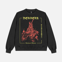 Cool Berserk streetwear sweatshirt, grunge Berserk anime heavyweight black crewneck sweater