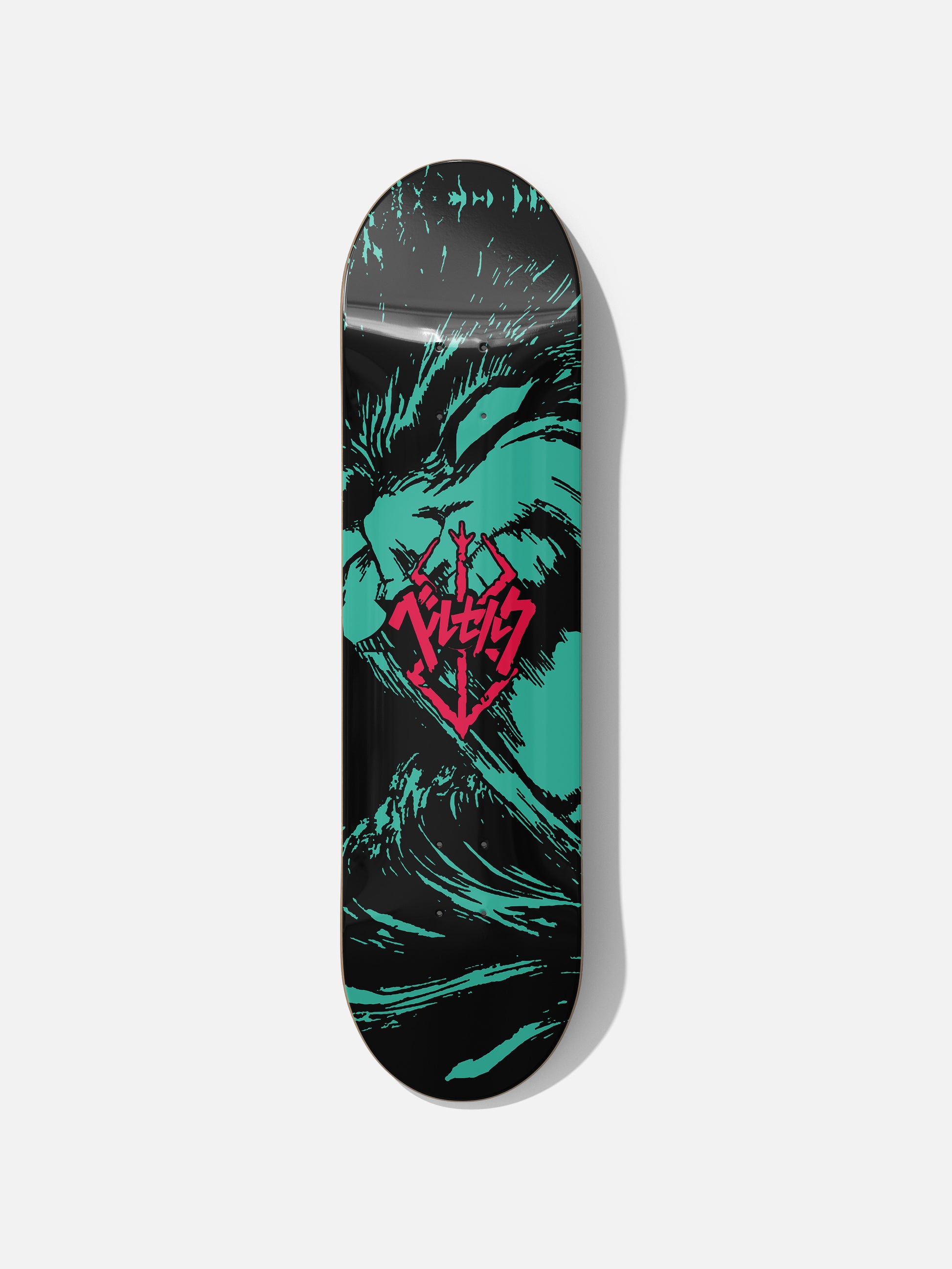 green and red berserk manga anime skateboard deck