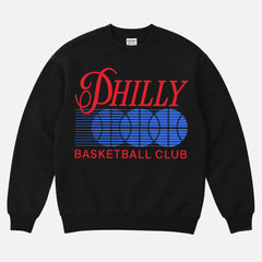 Throwback 1990s Philadelphia 76ers NBA streetwear sweatshirt with retro sixers basketball graphic
