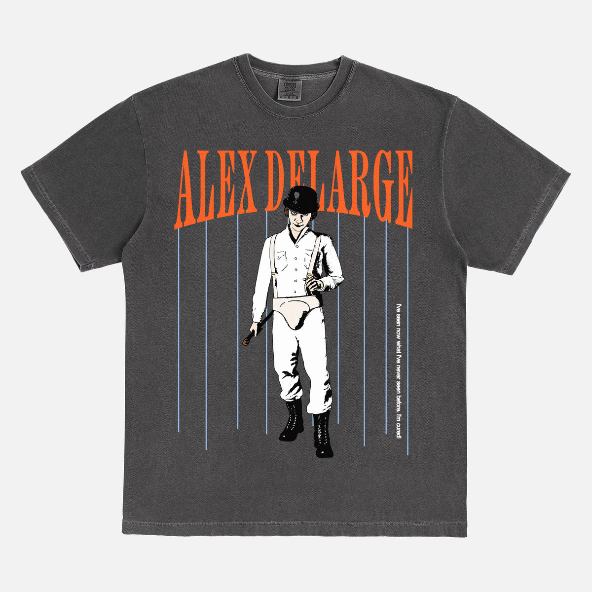 Retro a clockwork orange movie graphic t-shirt in faded black