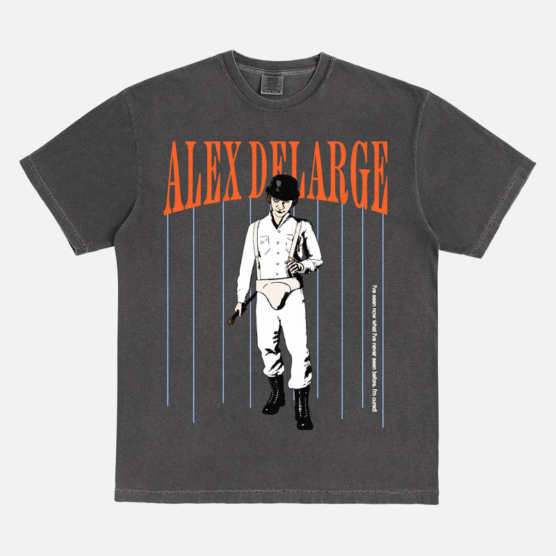 Retro a clockwork orange movie graphic t-shirt in faded black