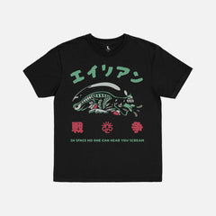 Alien 1979 Japanese movie poster t-shirt on black oversized comfort colors tee