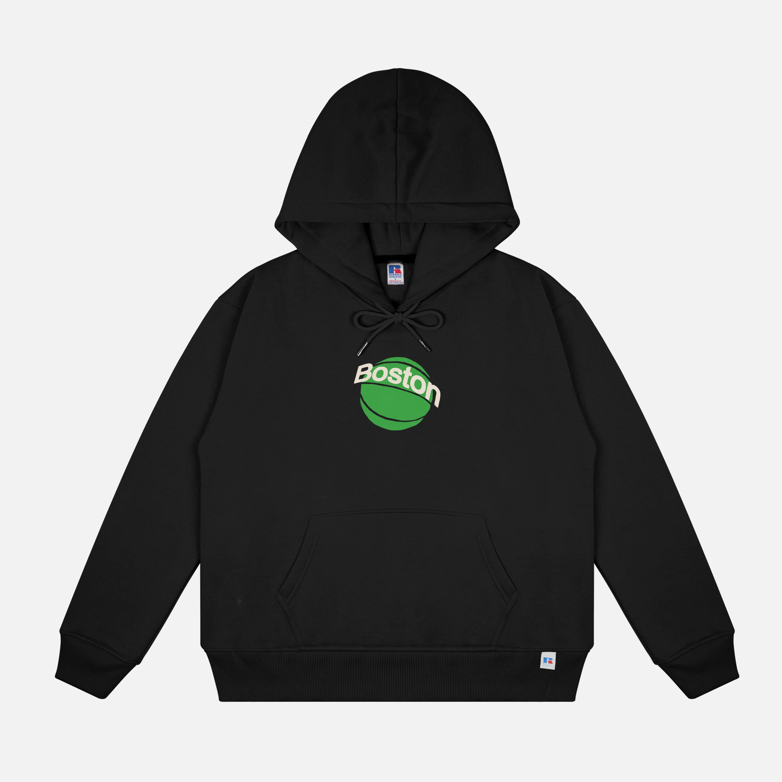 Black and green Boston Celtics Russell Athletic retro streetwear style hoodie sweatshirt for men and women, oversized Celtics hoodie apparel