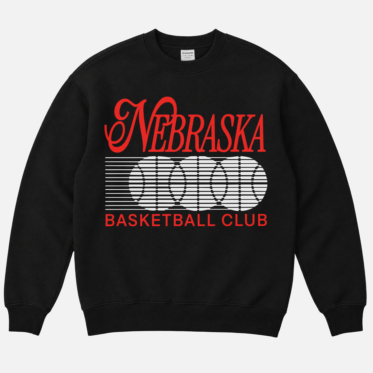 cute retro 80s and 90s Nebraska Cornhuskers college basketball streetwear black  crewneck sweatshirt