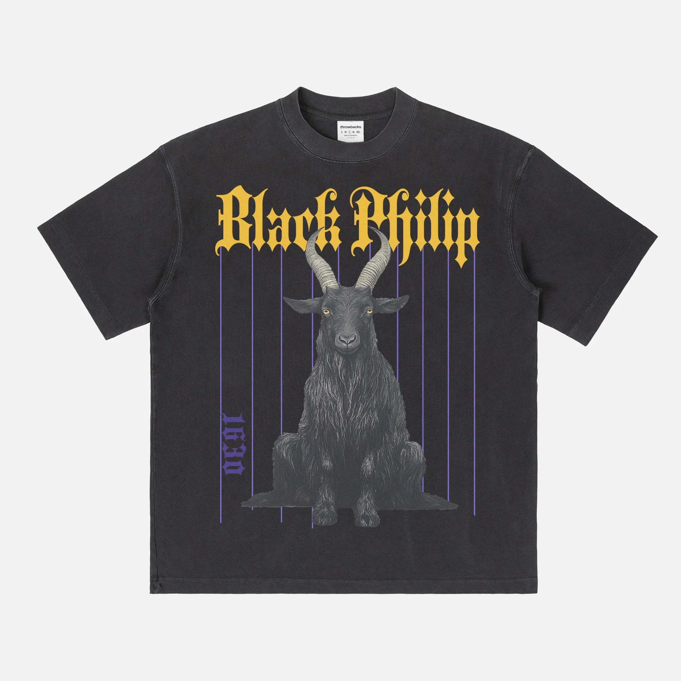 The VVitch movie graphic tee grunge Black Philip the goat streetwear heavyweight distressed faded black A24 horror movie t-shirt