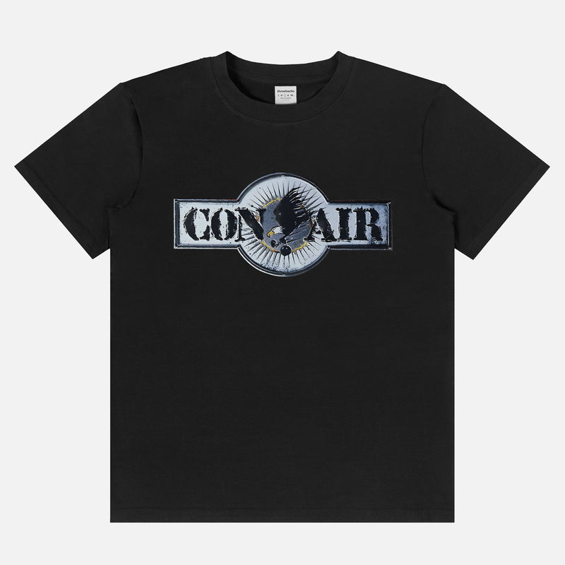 Con-Air Movie graphic t-shirt with movie poster logo on a unisex black 90s tee