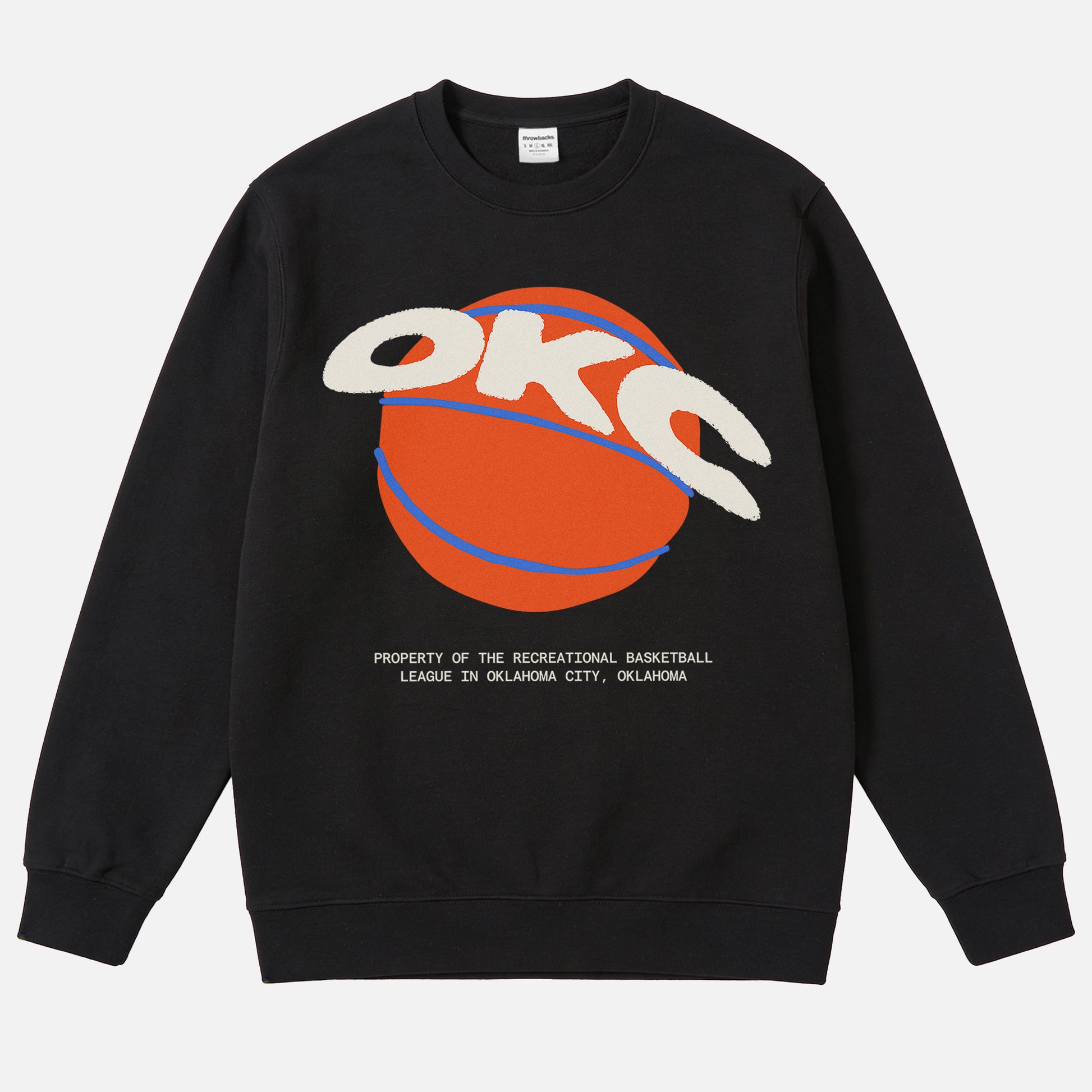 Oklahoma City Thunder Basketball Streetwear Sweatshirt with OKC logo on a unisex black sweatshirt