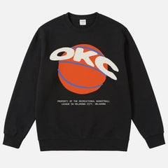 Oklahoma City Thunder Basketball Streetwear Sweatshirt with OKC logo on a unisex black sweatshirt