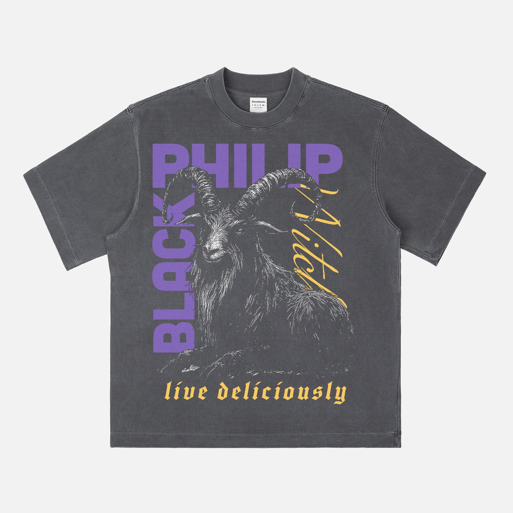 the vvitch horror movie t-shirt, black philip the goat from the witch movie graphic tee