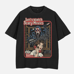 Funny Scream Ghostface Let's Watch Scary Movie retro horror movie t-shirt
