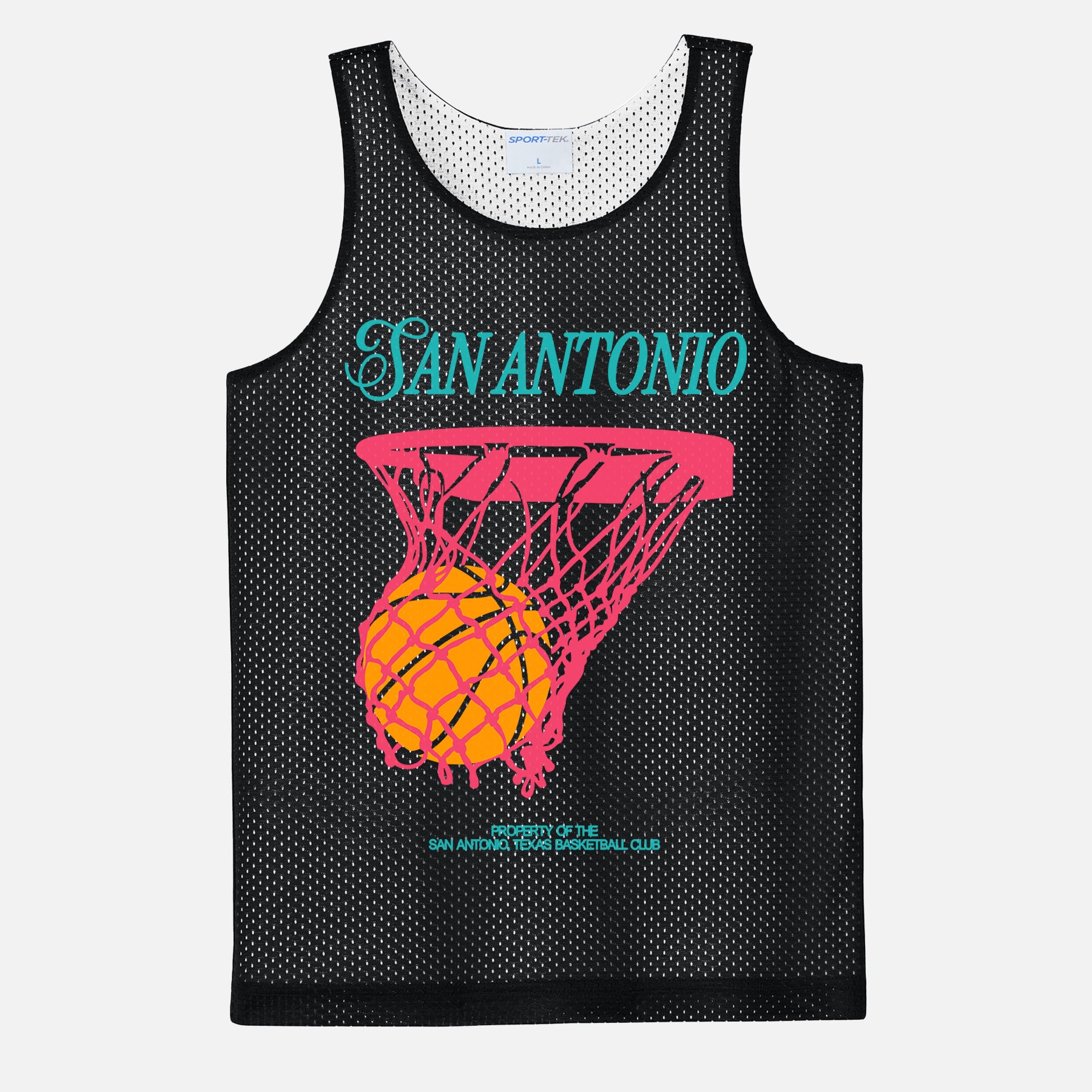 Old school San Antonio spurs reversible mesh practice basketball colors with retro fiesta colors graphic for sale at Throwbacks
