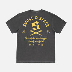 Faded black Sinners movie graphic tee, Ryan Coogler vampire horror movie Smoke & Stack Juke Joint  t-shirt with front and back print