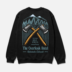 black the shining movie sweatshirt with oversized graphic for stanley kubrick movie memorabilia fans