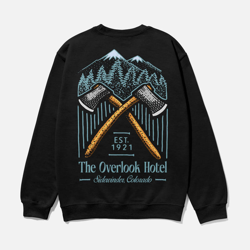 black the shining movie sweatshirt with oversized graphic for stanley kubrick movie memorabilia fans