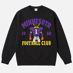Cute retro Minnesota Vikings 80s 90s football sweatshirt with old school viking mascot and streetwear text