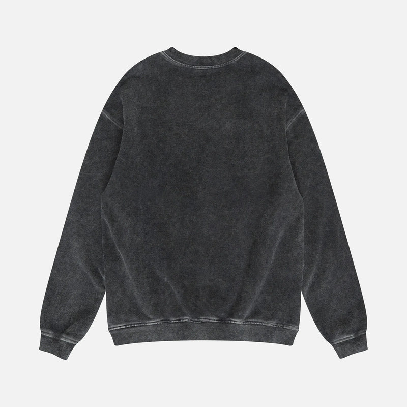 Blank distressed black streetwear sweatshirt for sale at Throwbacks