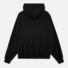 back of premium black streetwear hoodie for sale at Throwbacks