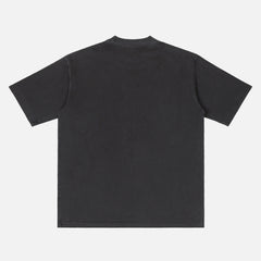 back of a washed black heavyweight t-shirt for sale at Throwbacks