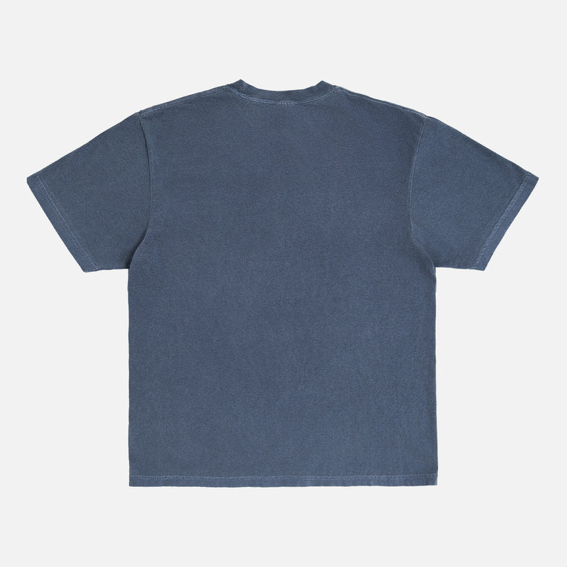 back of faded washed navy t-shirt for anime, movie, and sports graphic tees at Throwbacks