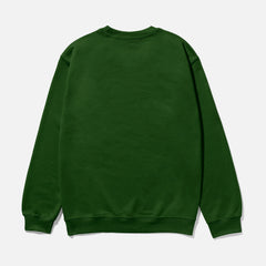 Back of dark green unisex creweneck sweatshirt for sale at Throwbacks