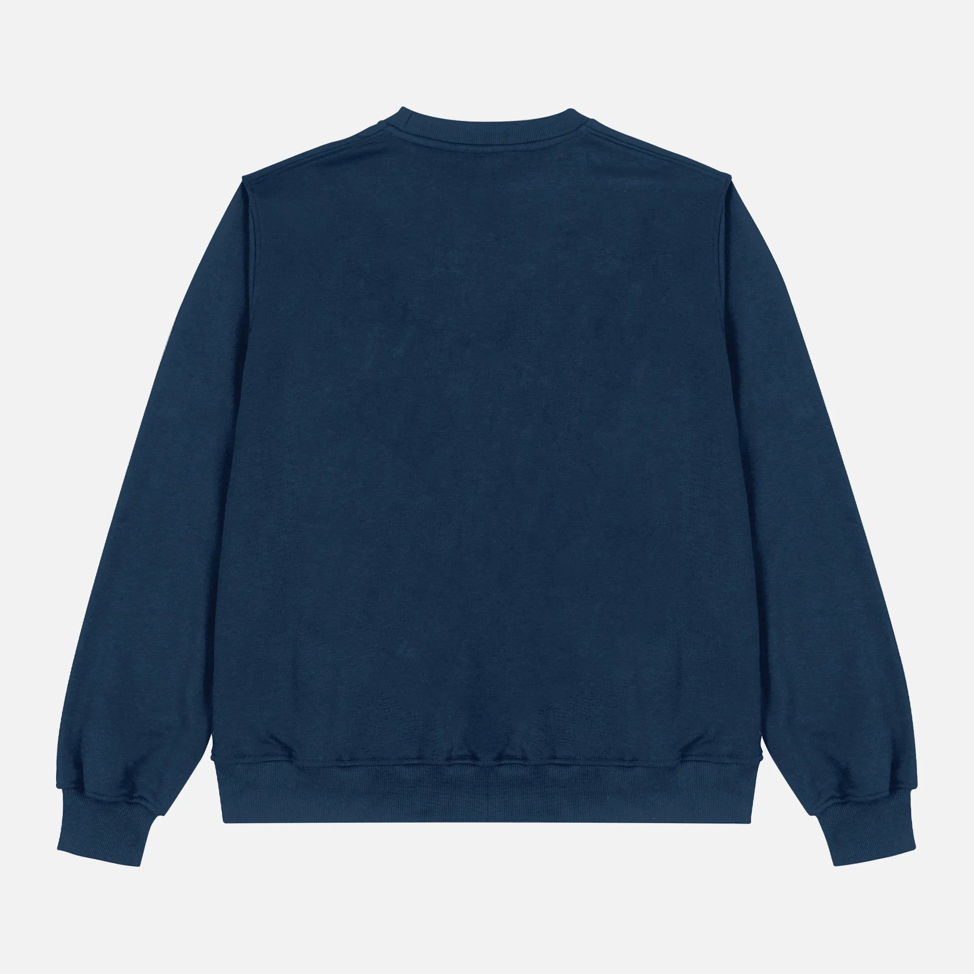 back of blank navy heavyweight sweatshirt for sale at Throwbacks