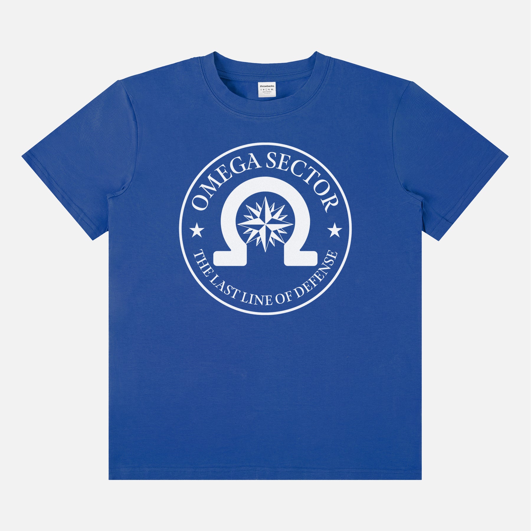 True Lies Movie t-shirt with Omega Sector logo on a royal blue unisex t-shirt
