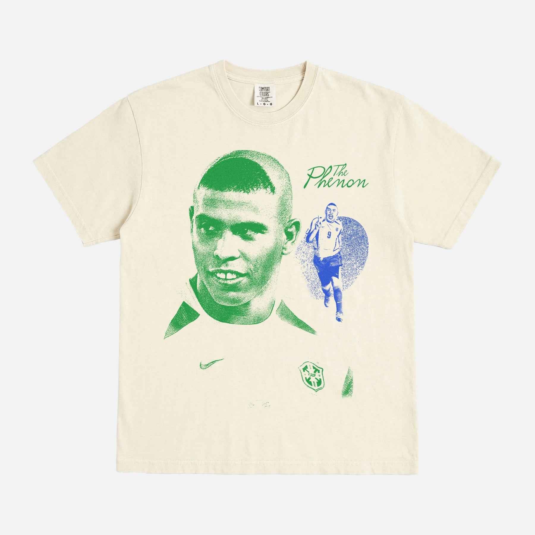 Ronaldo Brazilian Soccer Player t-shirt with bootleg streetwear graphic for brazil R9 football fans