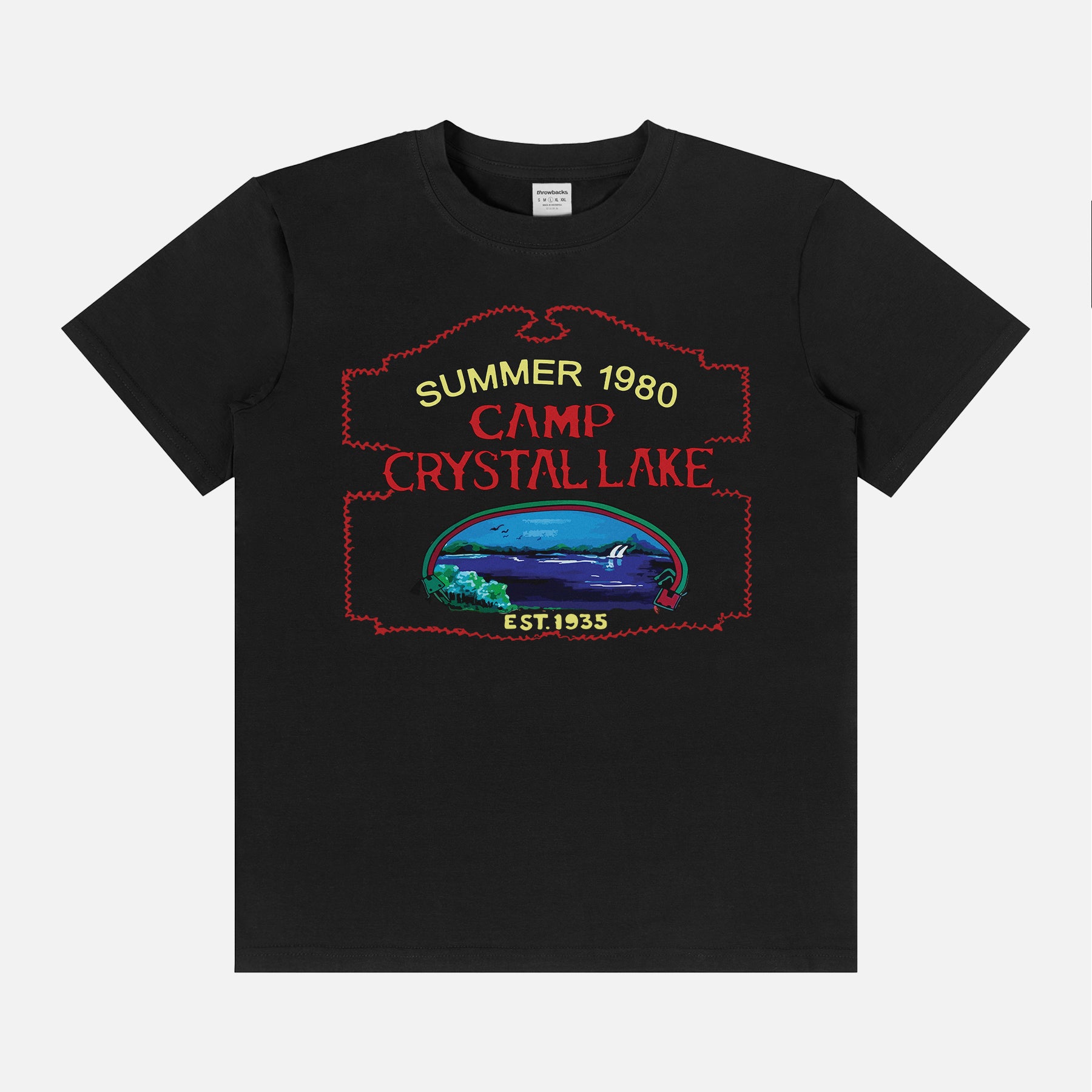 Camp Crystal Lake Summer of 1980 sign t-shirt, friday the 13th jason voorhees unisex black graphic tee