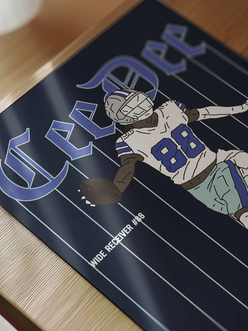 CeeDee Lamb Dallas Cowboys Football Poster, framed or unframed NFL wide receive pinstripes football poster