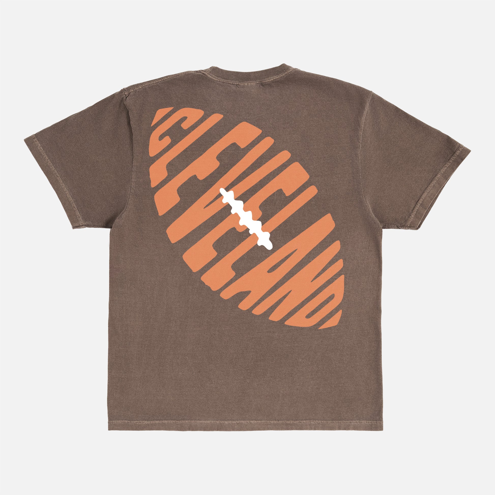 Retro faded brown Comfort Colors Cleveland Browns football t-shirt with vintage custom Cleveland football logo and front and back print
