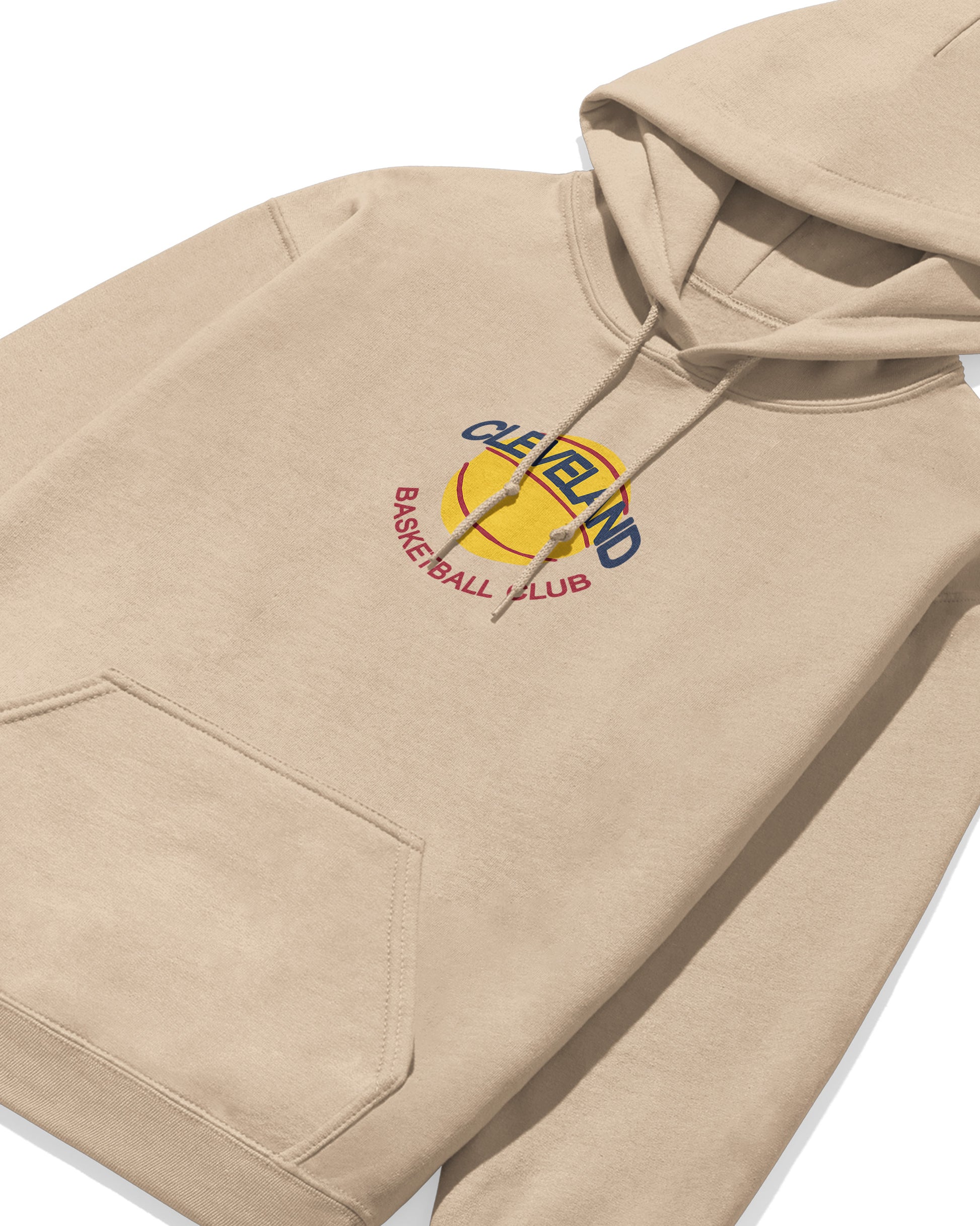 Beige heavyweight Cleveland Cavaliers basketball team streetwear hoodie for men and women with gold yellow front and back print