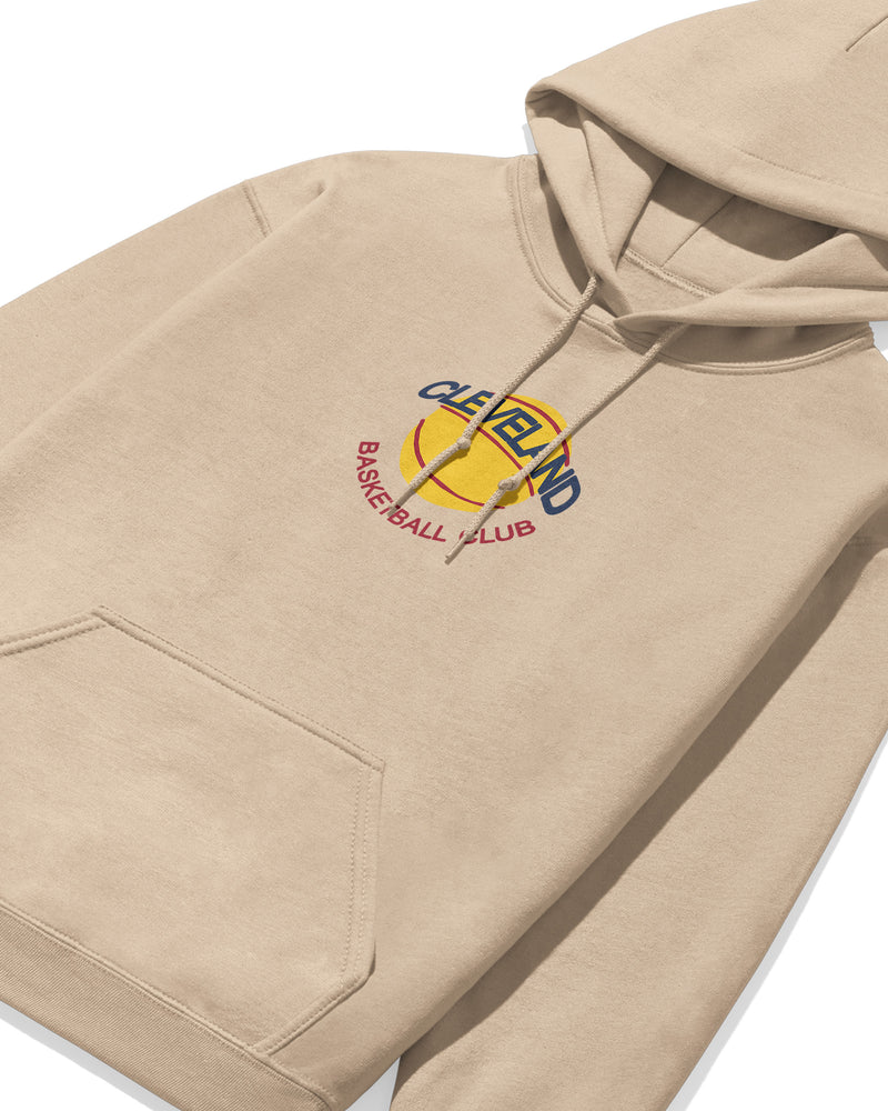 Beige heavyweight Cleveland Cavaliers basketball team streetwear hoodie for men and women with gold yellow front and back print