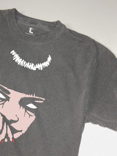 Pulp Fiction Mia Wallace Bathroom Scene Graphic Tee Shirt for men and women faded black