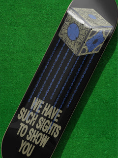 Hellraiser Movie skateboard, retro 80s horror movie pinhead lament configuration skate deck wall art collectable 