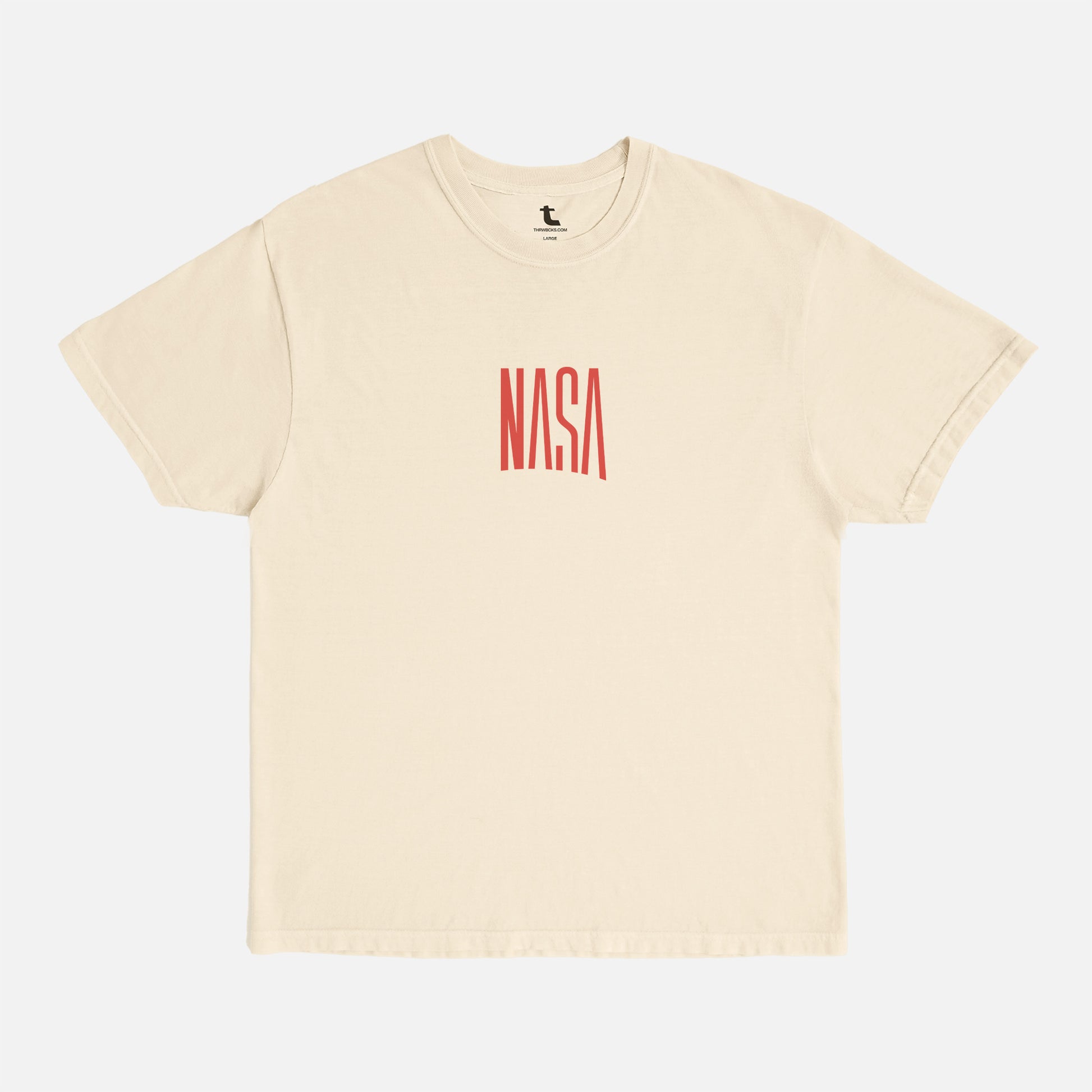 Retro NASA graphic tee, vintage oversized faded washed off white cream and red NASA comfort colors worm logo space streetwear t-shirt 