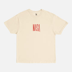 Retro NASA graphic tee, vintage oversized faded washed off white cream and red NASA comfort colors worm logo space streetwear t-shirt 