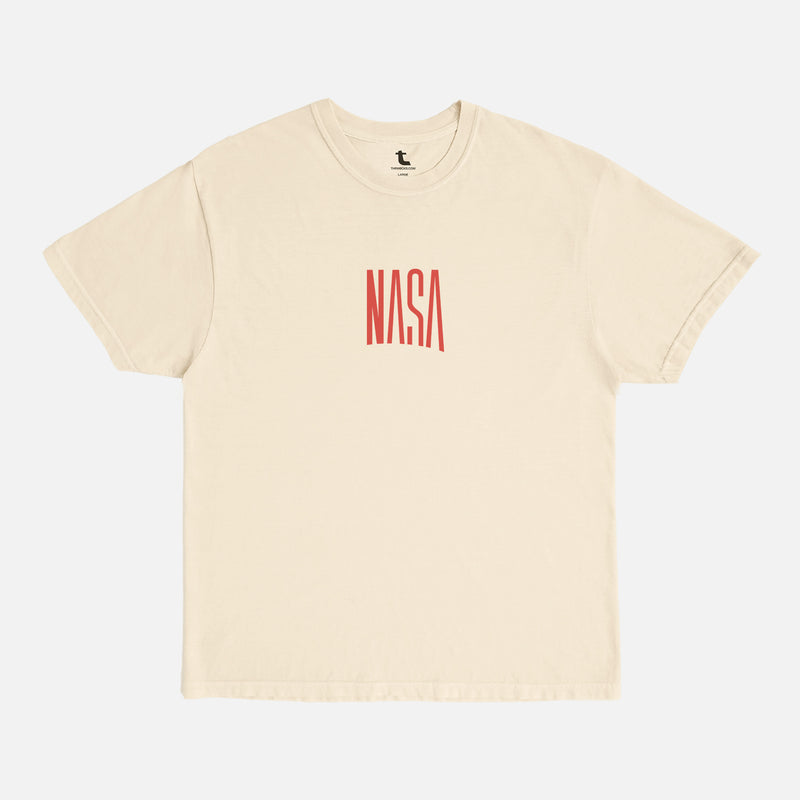Retro NASA graphic tee, vintage oversized faded washed off white cream and red NASA comfort colors worm logo space streetwear t-shirt 