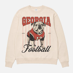 Retro Heavyweight Georgia bulldogs football sweatshirt, cute off white crewneck with red pinstripes and Bulldog mascot