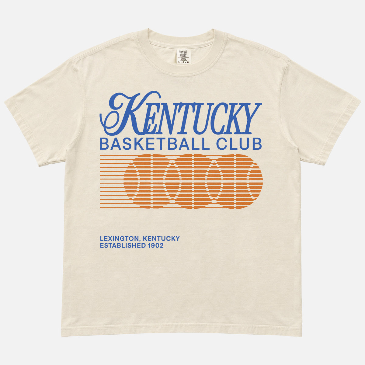 80s 90s Kentucky Wildcats t-shirt with throwback University of Kentucky college basketball graphic on a washed cream comfort colors tee