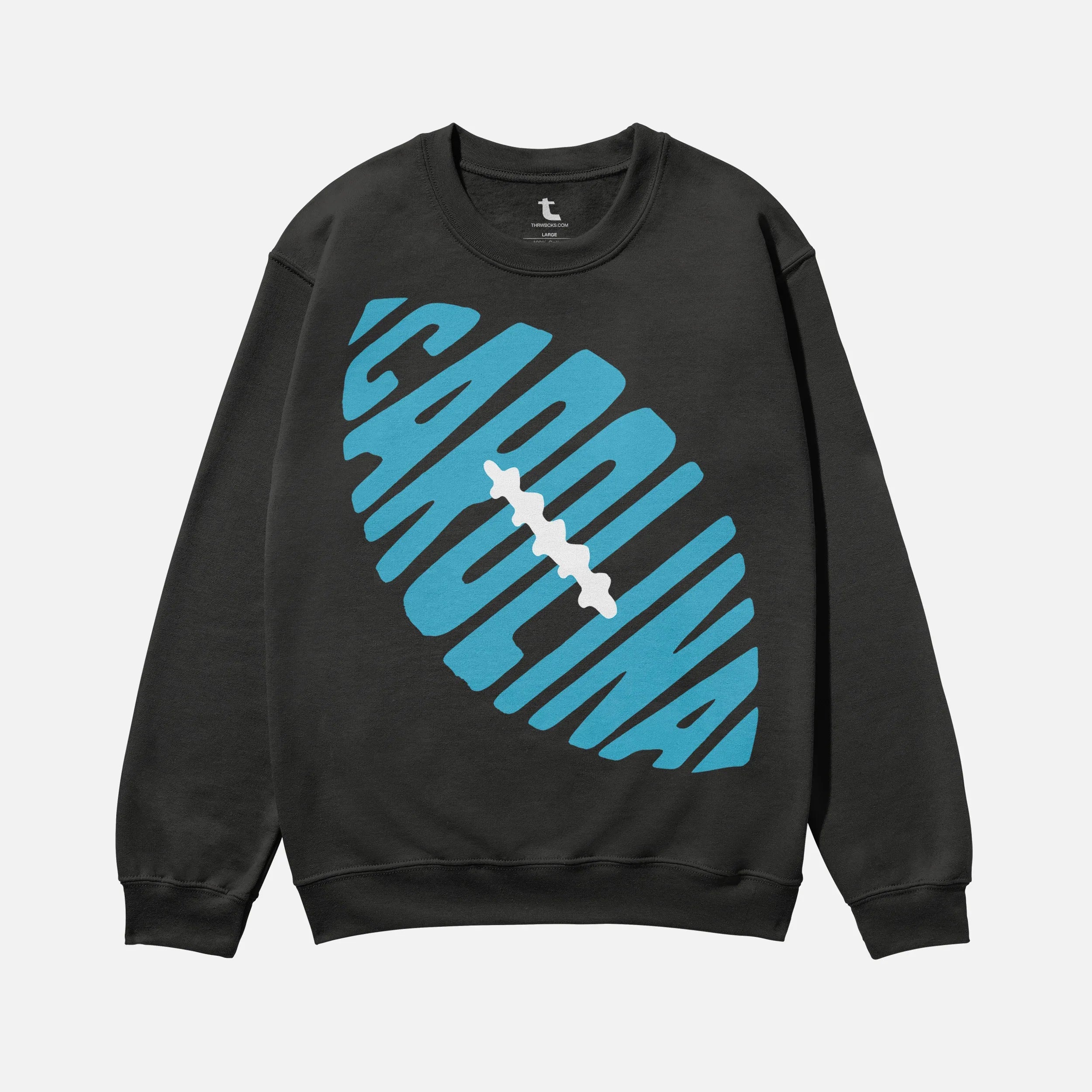 Cute Retro Carolina football sweatshirt, heavyweight black and Carolina blue crewneck sweater for men and women