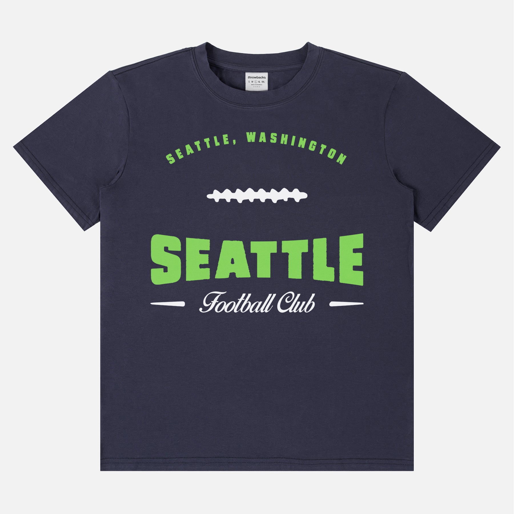 Head to your next Seattle seahawks football game with this vintage navy blue and lime green graphic tee featuring a retro design printed on a premium unisex bella canvas t-shirt