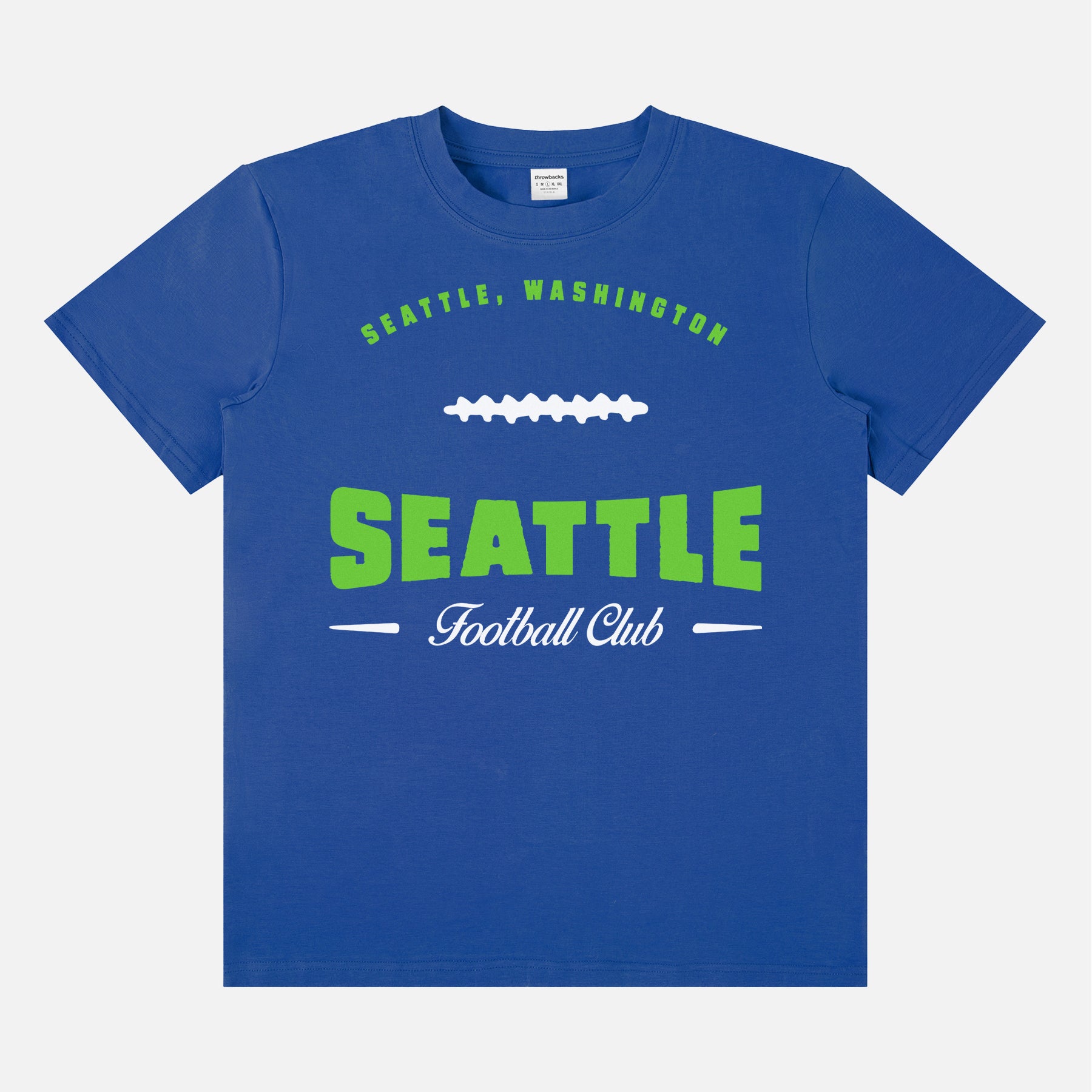 Head to your next Seattle seahawks football game with this vintage royal blue and lime green graphic tee featuring a retro design printed on a premium unisex bella canvas t-shirt