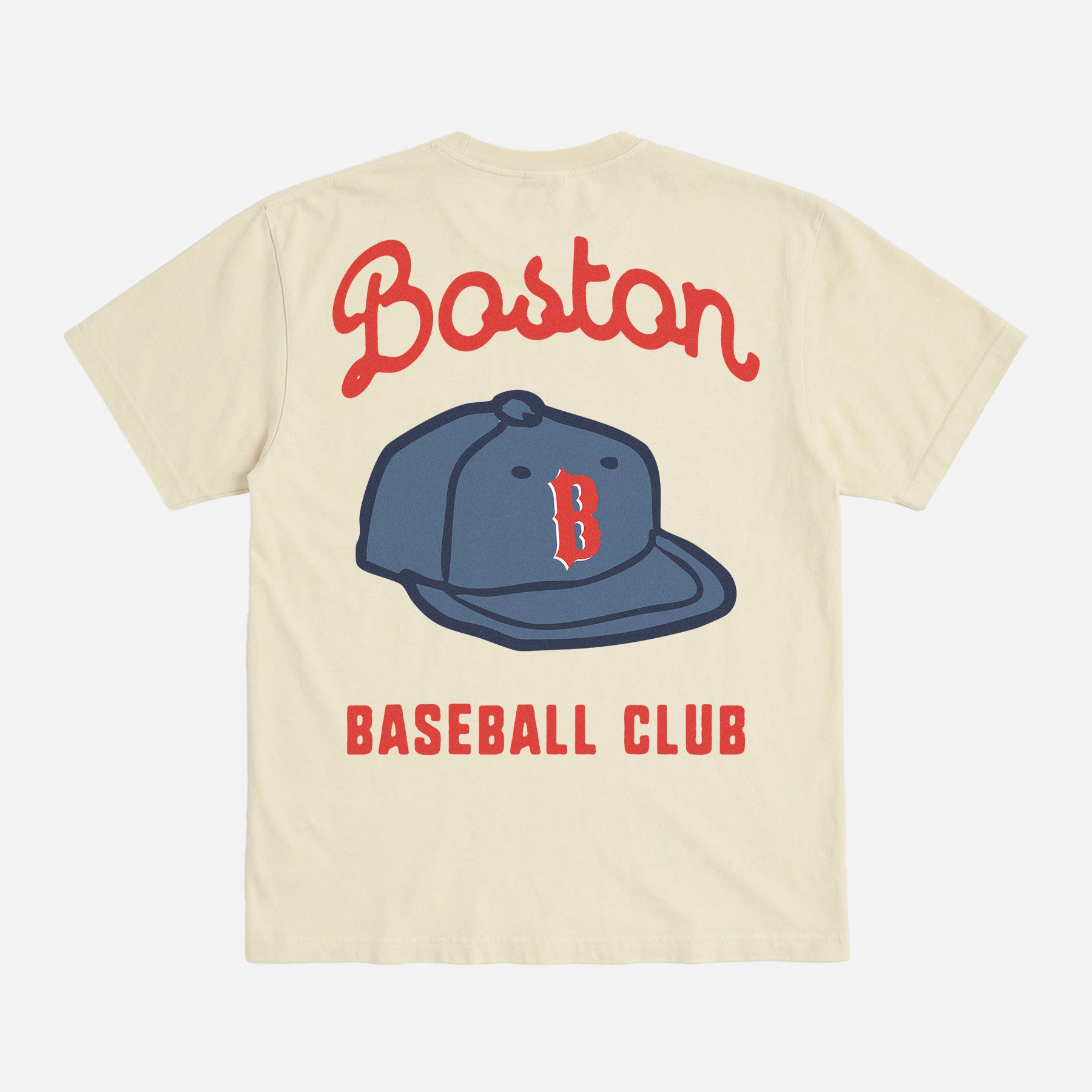 Cute vintage Boston Red Sox baseball t-shirt with retro glove and Boston hat on an off white Comfort Colors unisex graphic tee