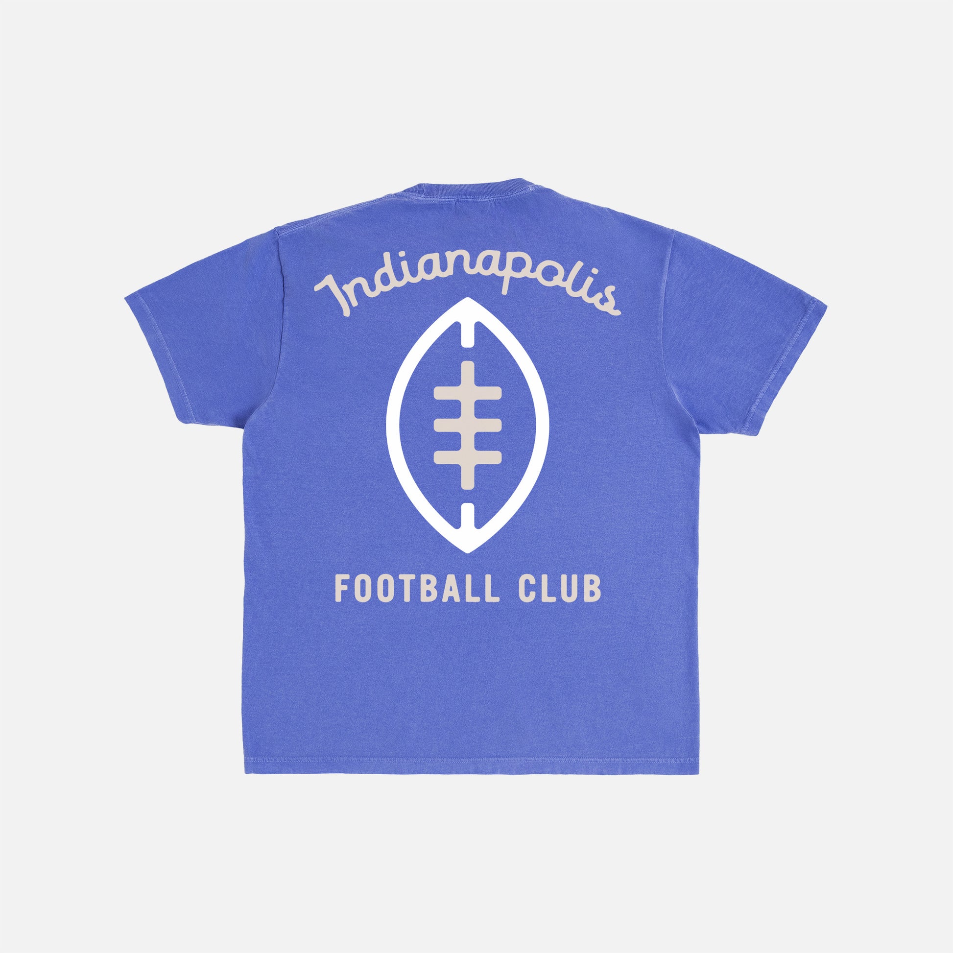Throwback faded royal blue comfort colors Indianapolis Colts t-shirt with front and back print and custom Indy football logo