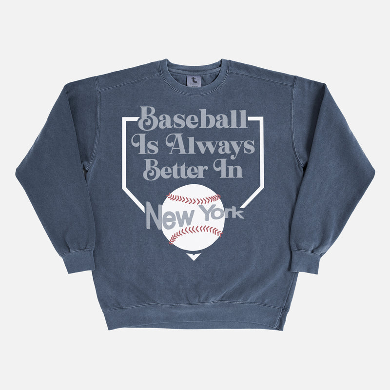 Vintage New York Yankees sweatshirt, oversized faded washed denim navy comfort colors NY baseball fan crewneck sweater