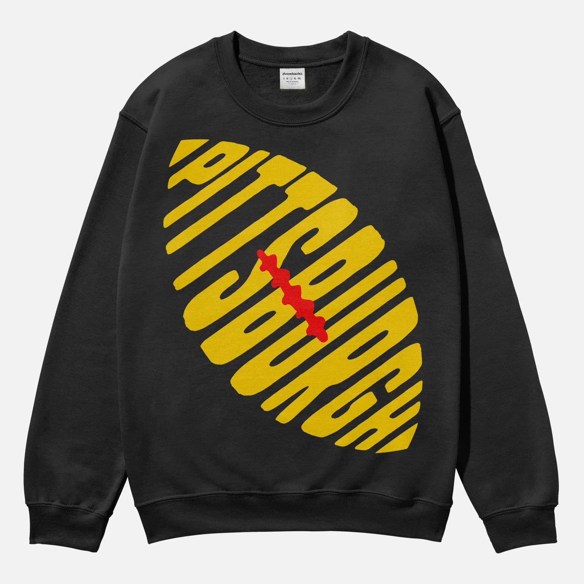 Cute black and yellow heavyweight unisex Pittsburgh Steelers football fan crewneck sweatshirt