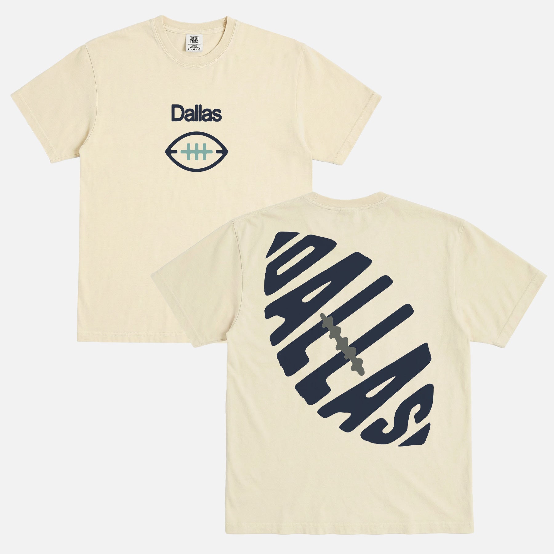 Retro faded cream Comfort Colors Dallas Cowboys football graphic tee, vintage Dallas Football club t-shirt with front and back print