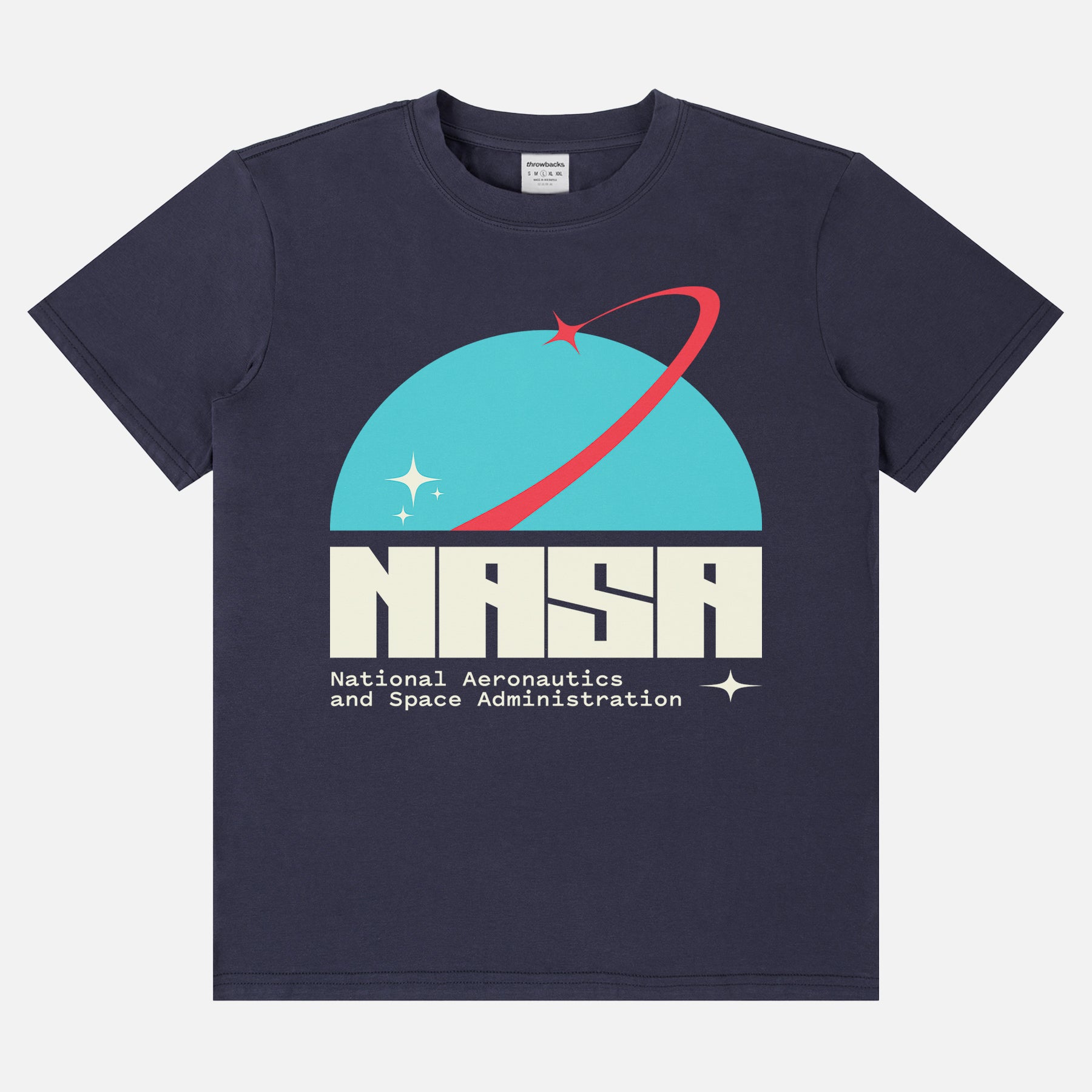 Vintage navy blue NASA space t-shirt with cute retro NASA logo on a unisex bella canvas shirt